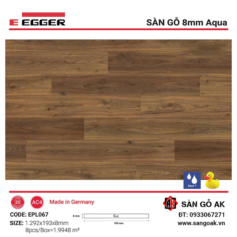 Sàn Gỗ Công Nghiệp Đức Egger Aqua 8mm EPL067